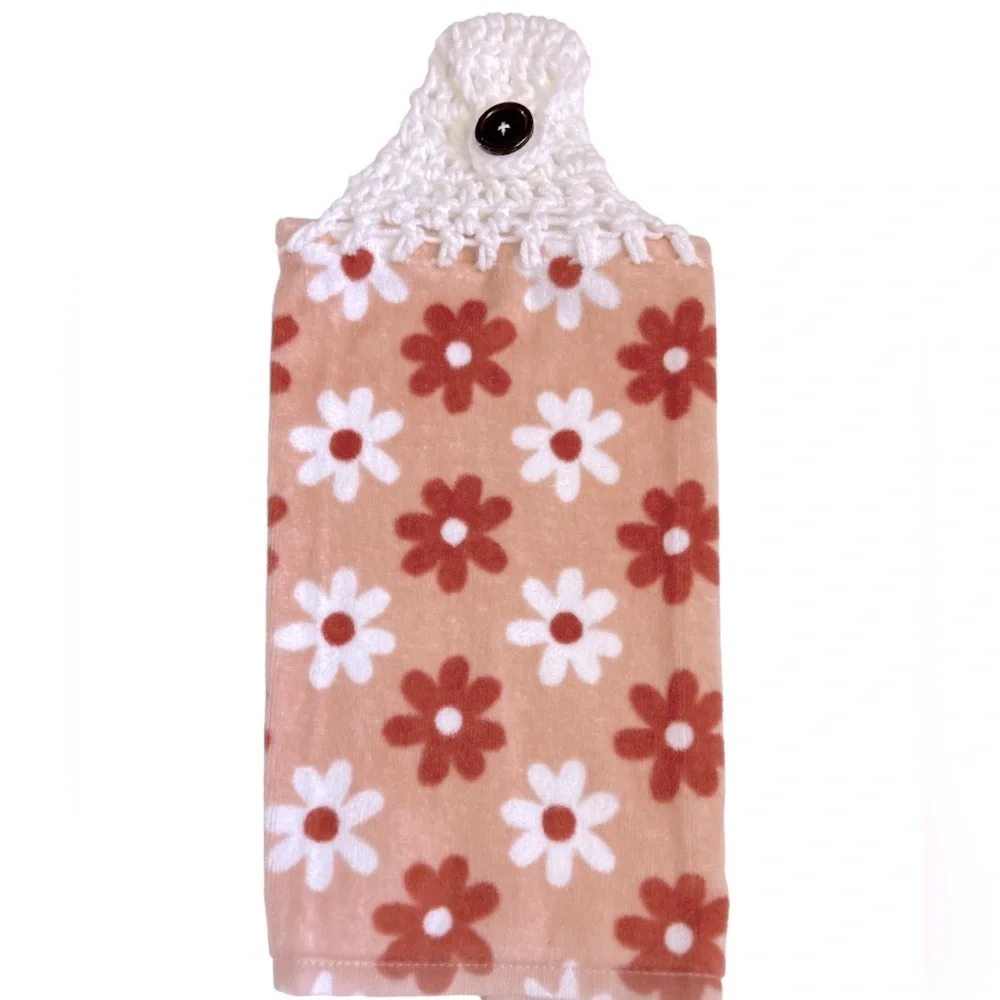 Hand Crafted Colorful Floral Retro Hanging Hand Towel Crochet Top